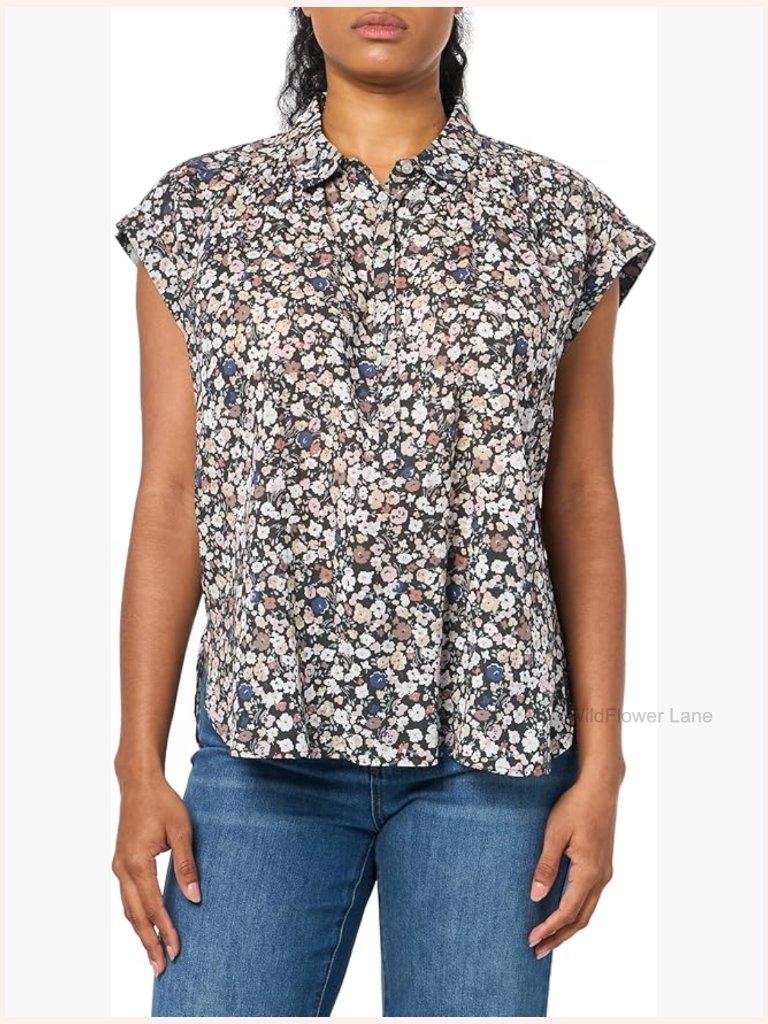 Printed Short Sleeve Popover W/ Schiffli - Classic Fit